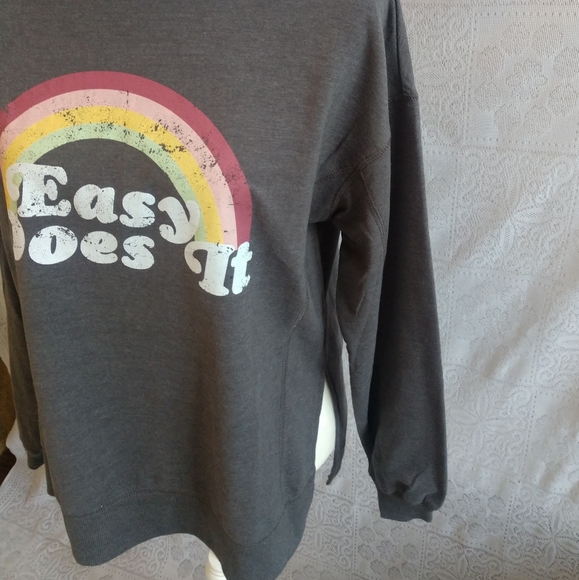 Wildfox Easy Does It Rainbow Pride Gray Distressed Crewneck Sweatshirt Small - Picture 3 of 7